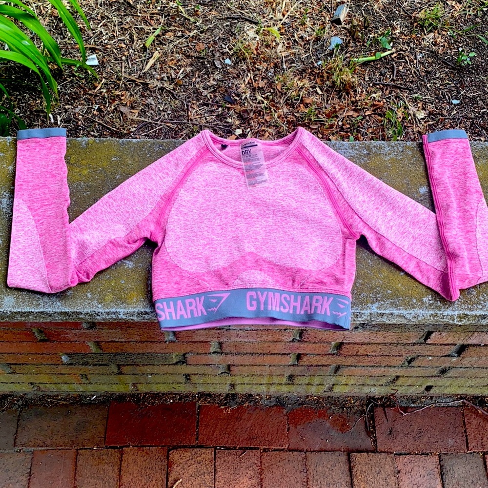 XS GYMSHARK FLEX SPORTS LONG SLEEVE CROP TOP